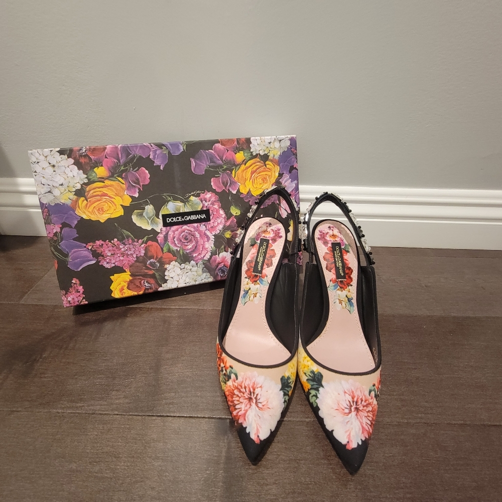 DOLCE&GABBANA FLORAL SLINGBACK HEELS (FLORAL PRINT)